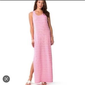 Sail To Sable STS Jetting To Jetties Pink Stripe Sleeveless Maxi Dress Medium
